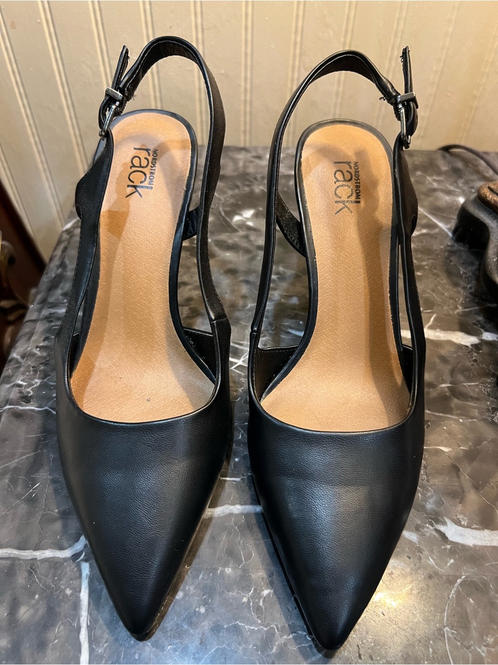 Nordstrom Rack Black Pointed Slingback Heels